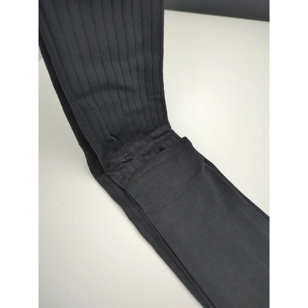 L'eggs 1 Pair Tights Size B Textured Jet Black Ribbed Fashion Opaque Spring Fall